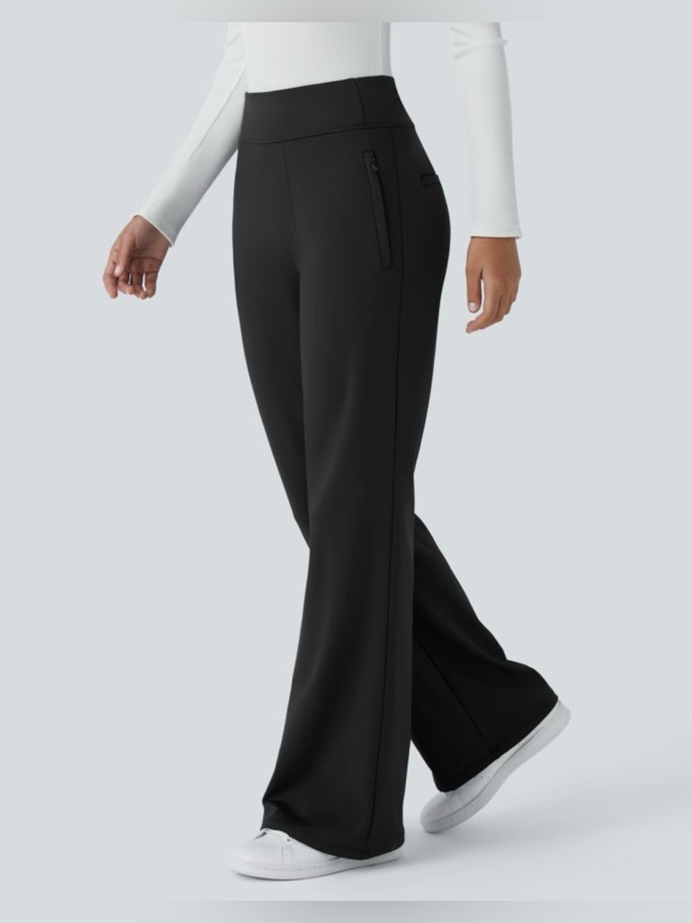 HALARA Flex™ DayStretch Mid Rise Side Zipper Pocket Work Flare Pants - Picture 3 of 14